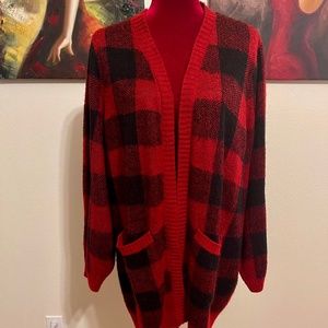 Buffalo Plaid Cardigan Sweater Plus Size